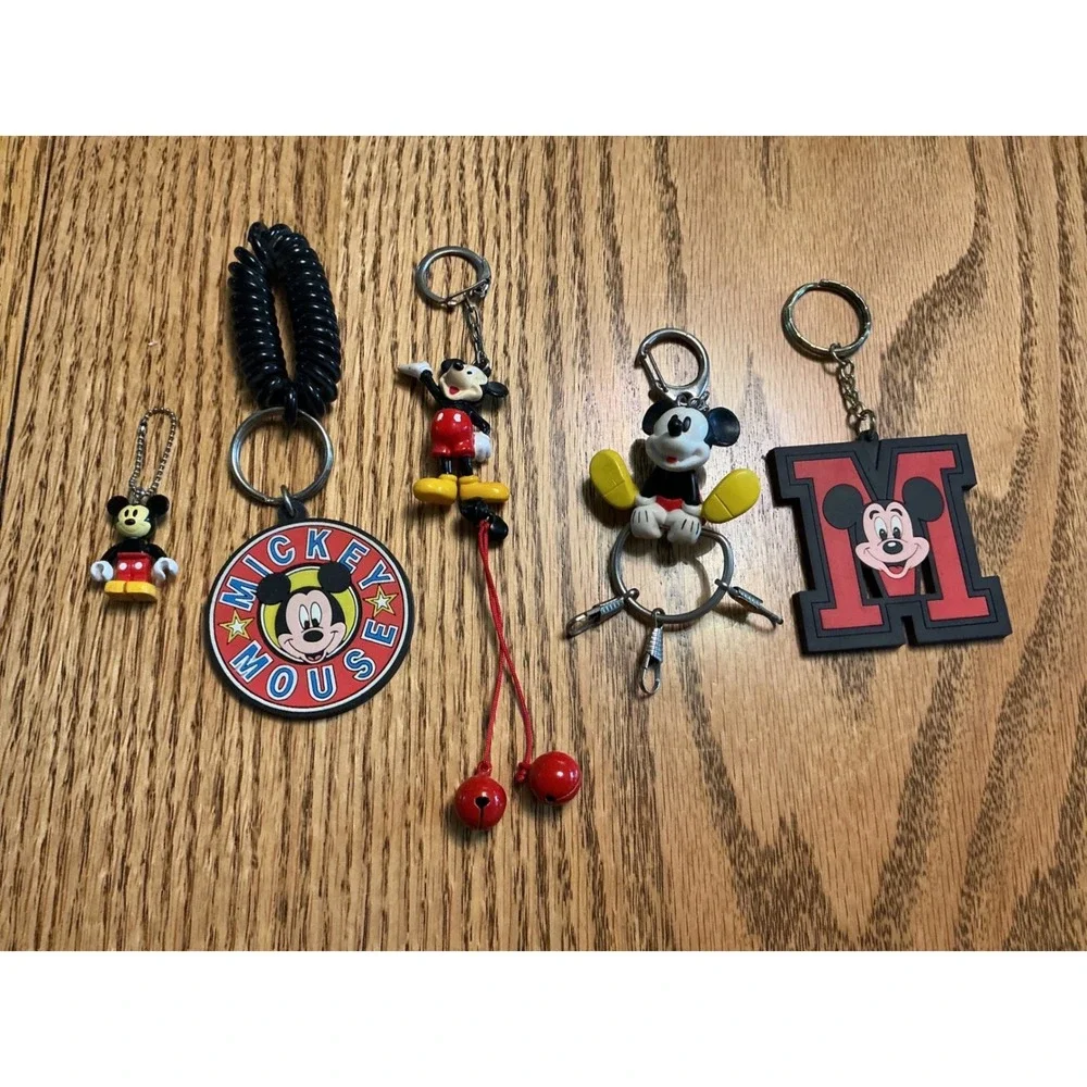 Disney Mickey Mouse Keychain Lot of 5 Vintage Monogram Products Rubber 3D Charms